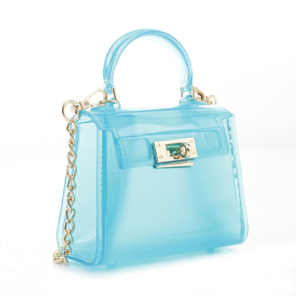 NWT Womans  Super Cute  AQUA BLUE JELLY PURSE WITH JELLY HANDLE